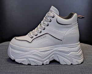 Platform Black Leather Sneakers