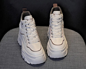 Platform Black Leather Sneakers