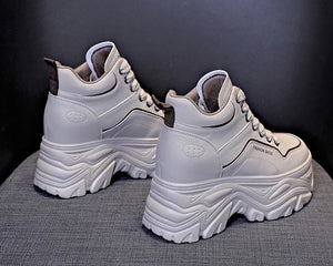 Platform Black Leather Sneakers