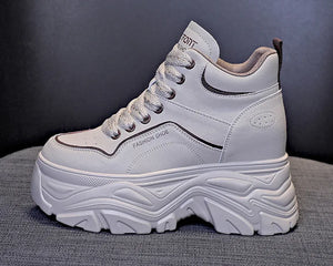 Platform Black Leather Sneakers