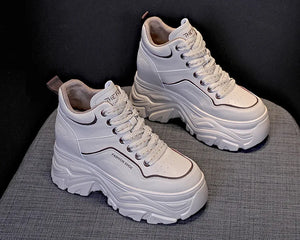 Platform Black Leather Sneakers