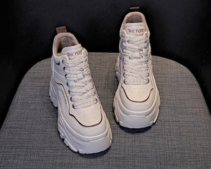 Platform Black Leather Sneakers