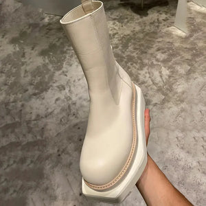 Platform Chelsea Boots White