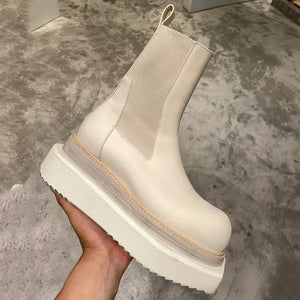 Platform Chelsea Boots White