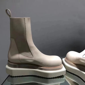 Platform Chelsea Boots White