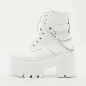 Platform Combat Boots White