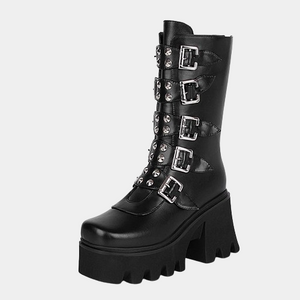 Platform Lace Up Black Boots