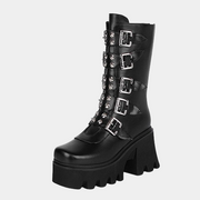 Bottes noires à lacets et plateformes