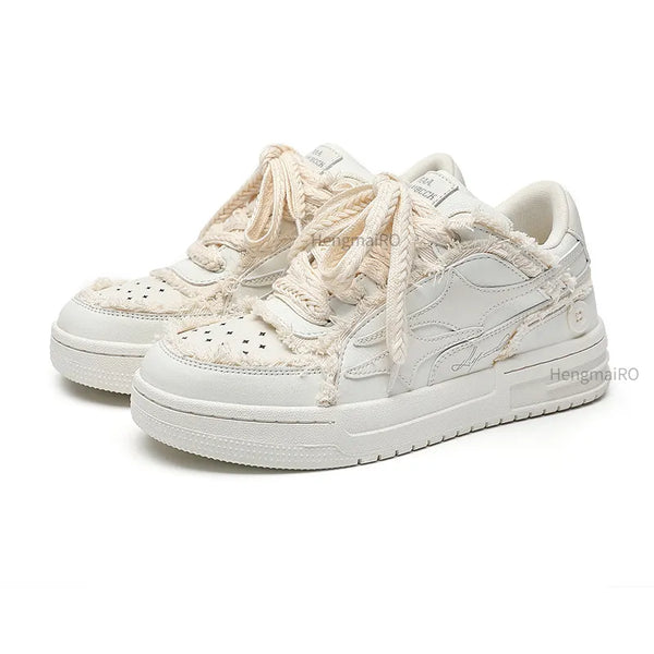 Platform Leather Sneakers White
