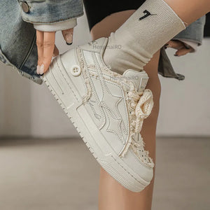 Platform Leather Sneakers White