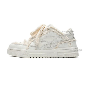 Platform Leather Sneakers White