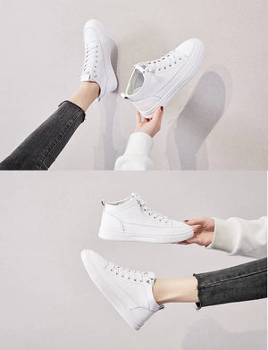 Platform Leather White Sneakers