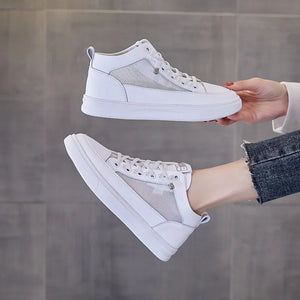 Platform Leather White Sneakers