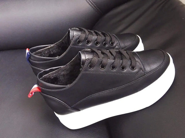 Platform Sneakers Black Cow Leather