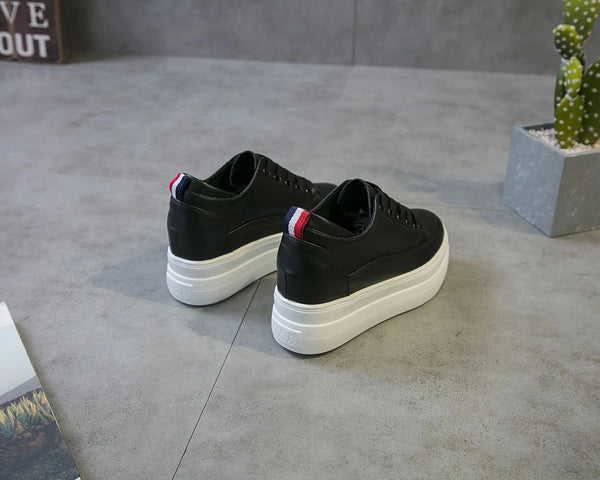 Platform Sneakers Black Leather