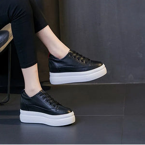 Platform Sneakers Black Leather