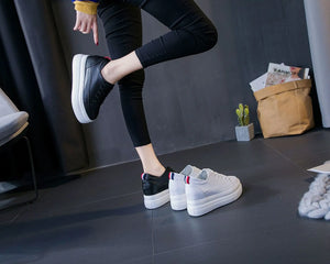 Platform Sneakers Black Leather
