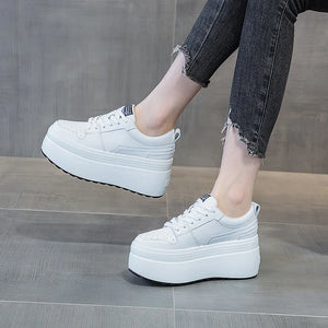 Platform Sneakers White Leather