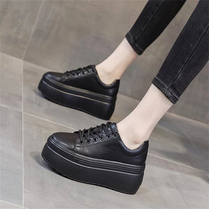 Platform Wedge Vulcanized Black Sneakers