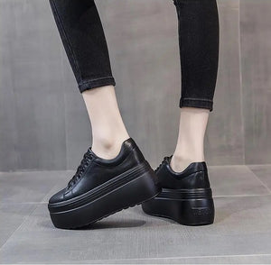 Platform Wedge Vulcanized Black Sneakers
