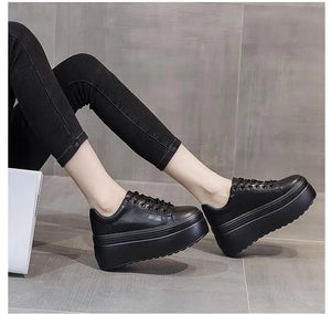 Platform Wedge Vulcanized Black Sneakers