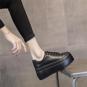Platform Wedge Vulcanized Black Sneakers
