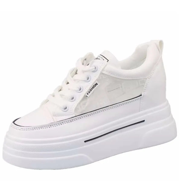 Platform White Leather Sneakers