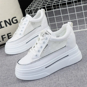 Platform White Leather Sneakers