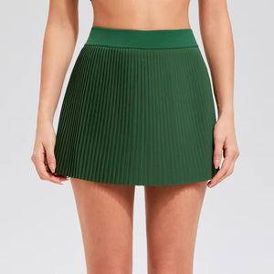 Pleated High Waisted Black Skort