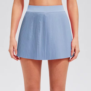 Pleated High Waisted Black Skort