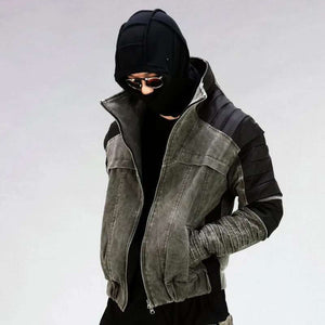 Pleated Sand Cyberpunk Jacket