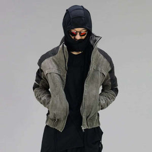 Pleated Sand Cyberpunk Jacket