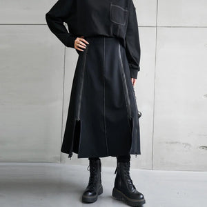 Plus Size Black Cargo Skirt
