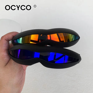 Polarized sport cyberpunk glasses with polycarbonate wrap frame