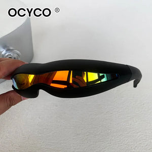 Polarized sport cyberpunk glasses with polycarbonate wrap frame