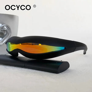 Polarized sport cyberpunk glasses with polycarbonate wrap frame