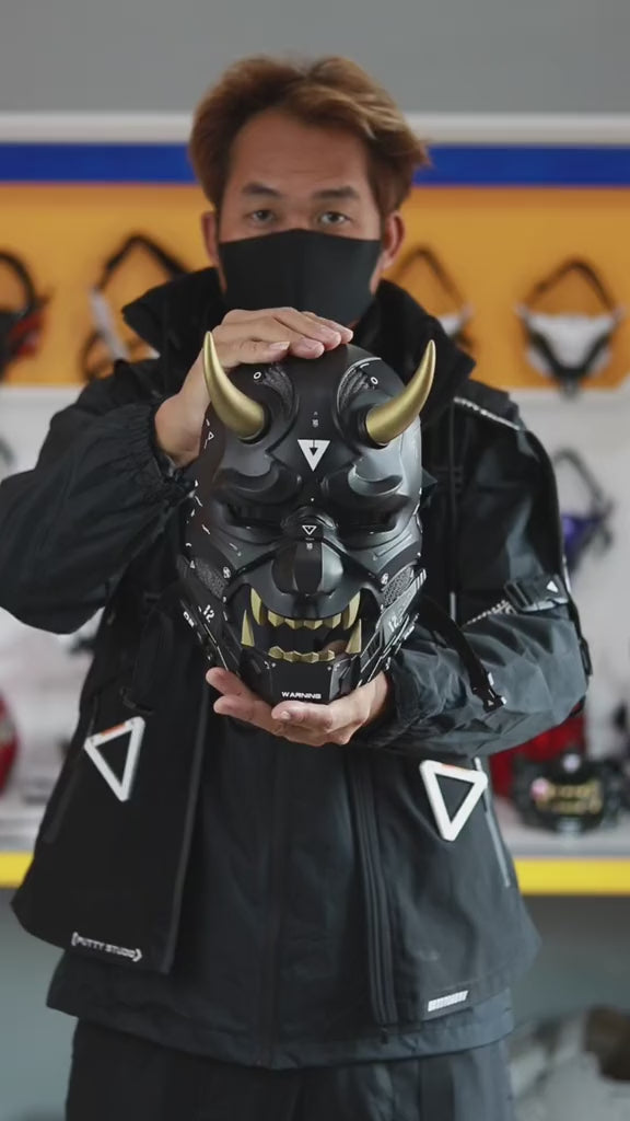 Black Cyberpunk oni mask