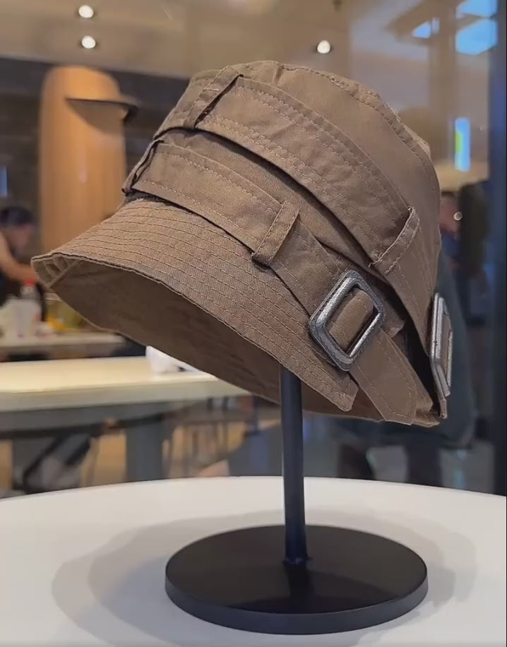 2024 Hip Hop Techwear Style Adjustable Buckle Bucket Hats For Women Multifunction Belt Buckle Stacked Fisherman Hat
