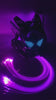 Large Screen Cyberpunk Helmet, short video showing pixel eyes and purple light fibres glowing