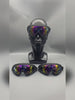 Goggle Half Face Cyberpunk Mask, short video showing lit goggles on a mannequin and two more pairs