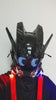 Colour Screen Cyberpunk Helmet, short video showing blue pixel eyes animating while worn