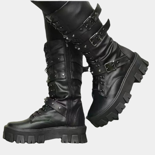 High heeled steel toe boots cheap