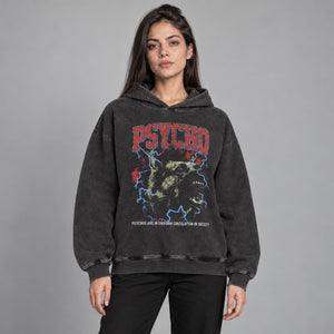 Psycho Dog Graphic Hoodies Y2K – worn by a woman