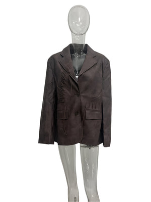 PU Drawstring Women Jacket Spring