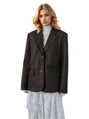 PU Drawstring Women Jacket Spring