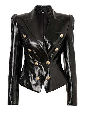 PU Glossy Leather Jacket Women Spring