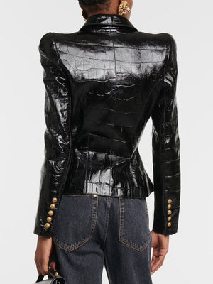 PU Glossy Leather Jacket Women Spring