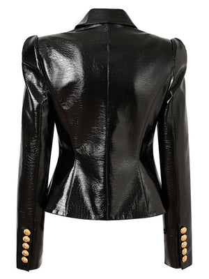 PU Glossy Leather Jacket Women Spring