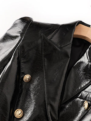 PU Glossy PU Leather Jacket Women Spring
