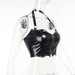 PU Leather Crop Tops Women